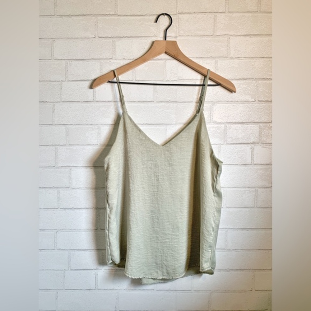 Mi Ami Y2K Green Gold Shimmer Double V Tank Top Camisole